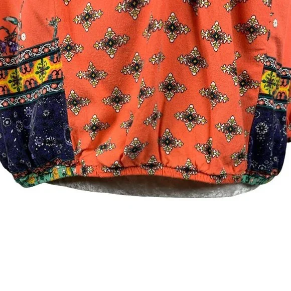Fig and Flower Boho Peasant Blouse Mixed Prints Floral Geometric Cottagecore L - Picture 6 of 10